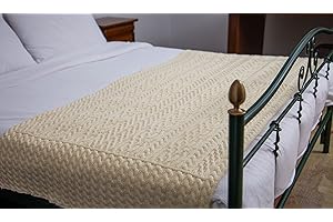 SAOL Knitted Bed Scarf Runner Made of Soft Blend Ireland Aran Throw (Natural, Queen - 80"x32")
