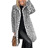Sexyshine Women's Faux Fur Leopard Coat Winter Fall Lapel Collar Fuzzy Furry Open Front Fleece Fur Jackets
