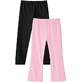 ZUEMET 2 Pack Toddler Girls Flare Pants Baby Cotton Leggings Size 18M-5T