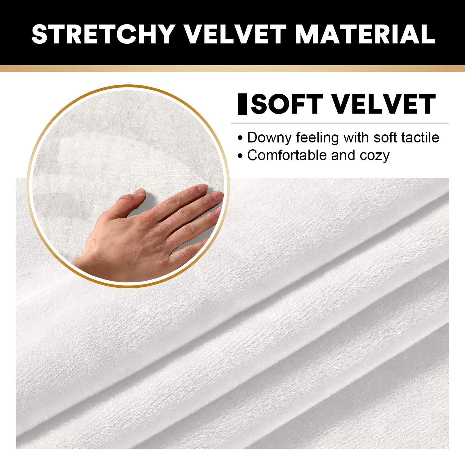 3 Pieces Sofa Covers Stretch Velvet Couch Covers for 2 Cushion Sofa Slipcovers Soft Sofa Slip Covers with 2 Non Slip Straps Furniture Covers with 2 Individual Seat Cushion Covers (Loveseat, Off White): Home & Kitchen