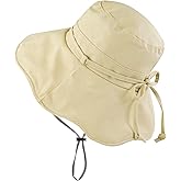 Feelorna Women's Sun Hats, Packable Summer Hat with Wind Lanyard and Bow, Wide Brim Beach Bucket Hats for Vacation Travel