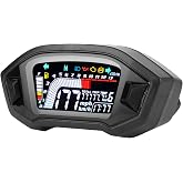 Motorcycle LCD Instrument Panel, Digital Speedometer with Odometer | waterproof digital display ABS plastic housing 199km/h speed range 13000 RPM tachometer for 1 2 4 Cylinder Motorbike