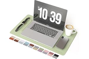 RENMTURE Double-Sided Two-Tone Faux Leather Desk mat Desktop Organization and Accessories Home and Office Large Mouse pad Game and Work (Matcha Green/Lavender Purple, 23.6" x 13.7")