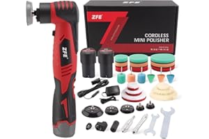 ZFE Mini Oribtal Polisher Variable Speed Car Polisher 12V Car Detailing Machine, Rechargeable Batteries, Polisher for Car Detailing Polishing Cleaning