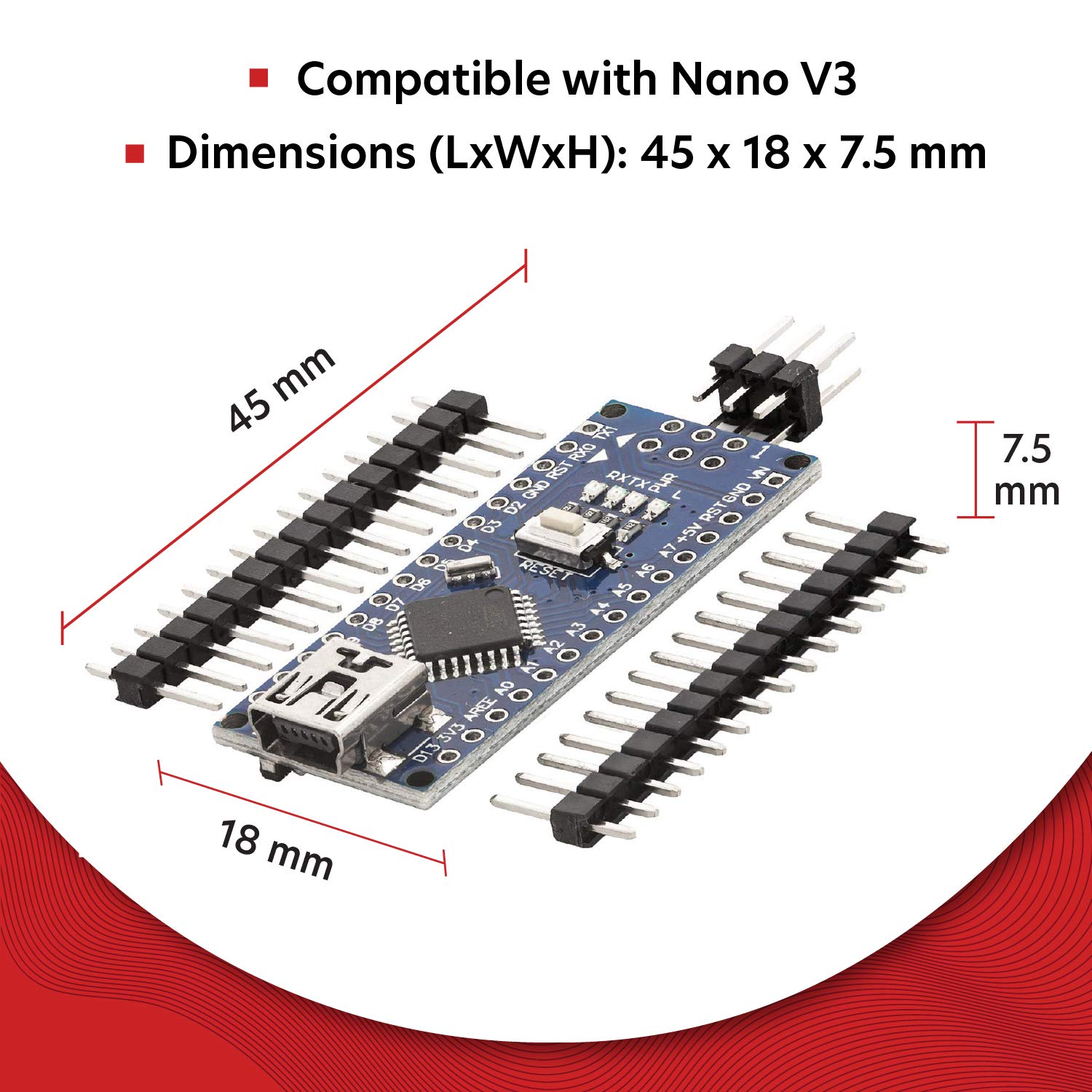 AZDelivery AZ-Nano V3-Board Mini USB Board Compitable with ATmega328 5V 16MHz CH340 ATmega328P Micro Controller - Image 4