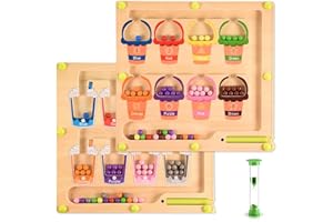 CUUGO LET'S GO! CG 2 in 1 Magnetic Color and Number Maze, Educational Montessori Toys for 3 4 5 Year Old Boys Girls Baby, Educational Magnetic Color Recognition & Counting Number, Gifts for Baby Toddlers Kids -2Pcs