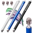 The Friendly Swede Mesh Tip Stylus Pen for Touchscreen — 3-Pack Micro-Knit Capacitive Stylus Pen for iPad & iPhone with 3 Replaceable Fiber Tips, Elastic Lanyards & Screen Cleaning Cloth