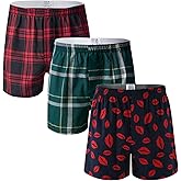 DORSU Boxers for Men Pack Woven Relaxed Fit Big Tartan Moisture Wicking Assorted Color Value Multipacks
