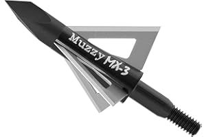 Muzzy 225-MX3-3, Bowhunting 100 Grain, .025" 3 Blade Broadhead, 1-1/4" Cutting Diameter, 3 Pack,Silver