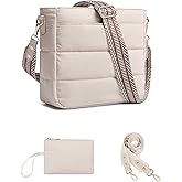 Purses for Women 2PCS Puffer Quilted Crossbody Shoulder Hobo Bags Trendy Ladies Handbag with Coin Wallet 2 Adjustable Straps