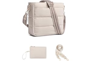 BAVERGE Purses for Women 2PCS Puffer Quilted Crossbody Shoulder Hobo Bags Trendy Ladies Handbag with Coin Wallet 2 Adjustable Straps