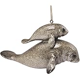 Cape Shore Manatee Mother and Baby Christmas Holiday Ornament, 4.5 Inches, Resin, Multicolor