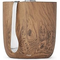 S'well Ice Bucket + Tongs, 1 Count (Pack of 1), Teakwood