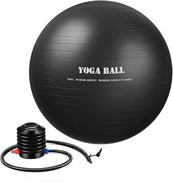 Amazon Ellesye バランスボール ヨガボールセット フィットネスボール 65cm Pvc アンチバースト 空気入れ付 ジム 家 職場などに適用 ブラック 65cm Setom バランスボール