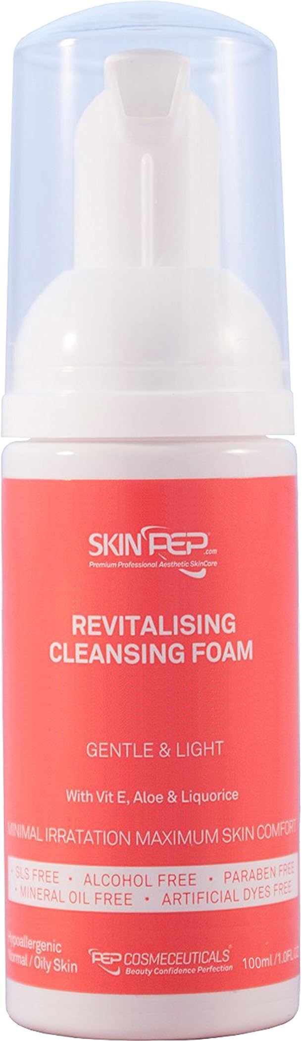 SkinPep Revitalising Cleansing Foam - Gentle And Light Face Cleanser + Vitamin E + Aloe Vera - Deep And Gentle Cleansing Foam - SkinPep Makeup Removing Cleanser (100ml)