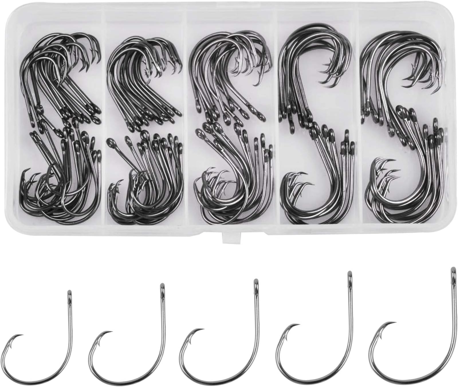 Circle Hooks Saltwater Fishing Hooks in-line Circle Hooks Set Straight Eye High Carbon Steel Octopus Hook for Saltwater Freshwater