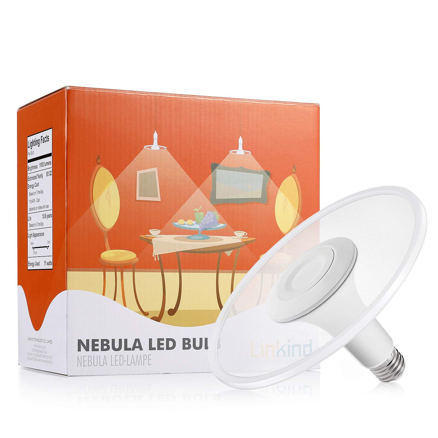 Nebula LED Lamp, Ceiling Pendant Light, Linkind E26 Hanging Lighting, 11W 1100lm 2700K Warm White Chandelier Bulb for Kitchen, Dining Room, Living Room, Bed Room.