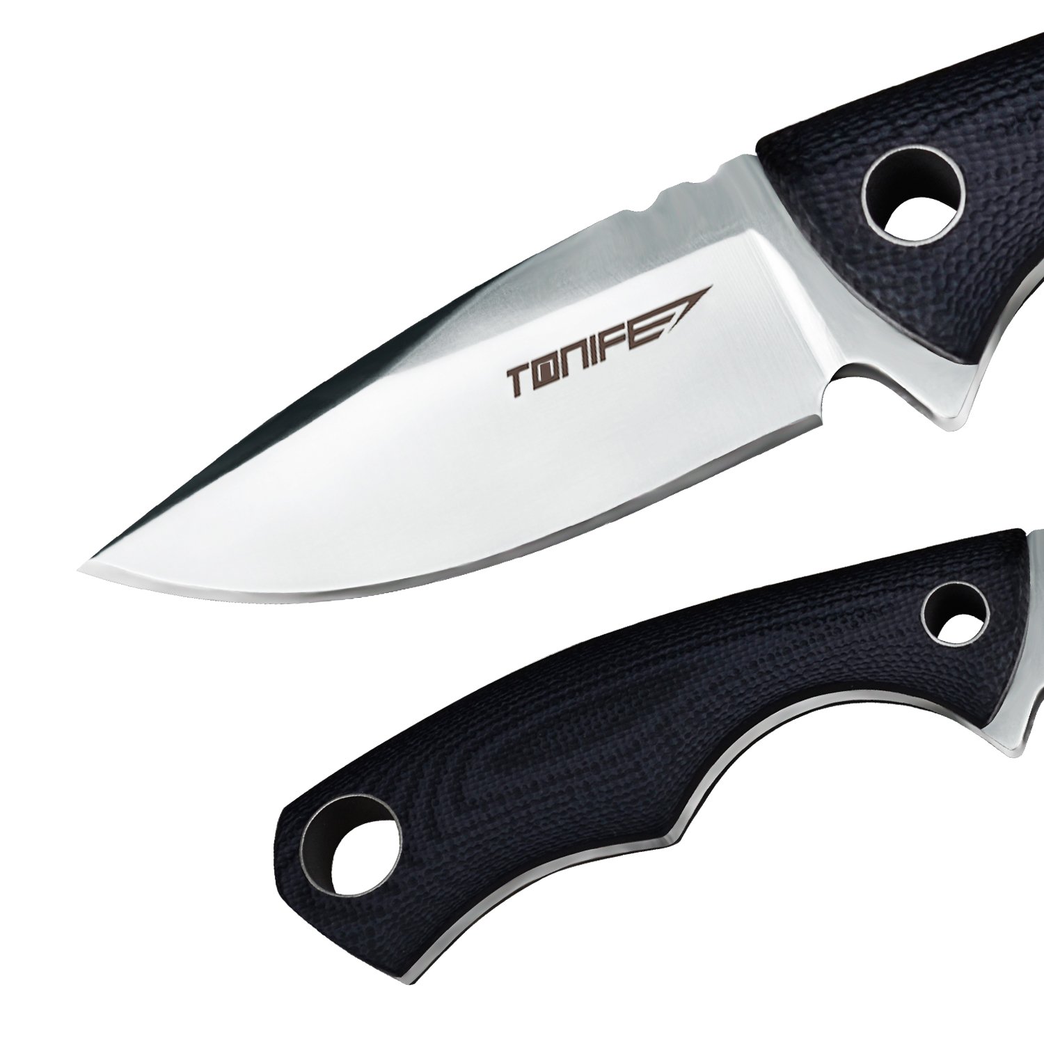 Tonife Fixed Blade Neck Knife Full Tang 4-5/8 Inch Overall with Kydex Sheath and Ball Chain