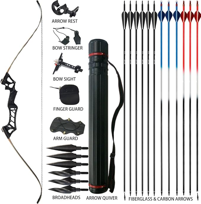 D&Q Recurve Bow and Arrow for Adults Set 3070 Lbs Archery Hunting
