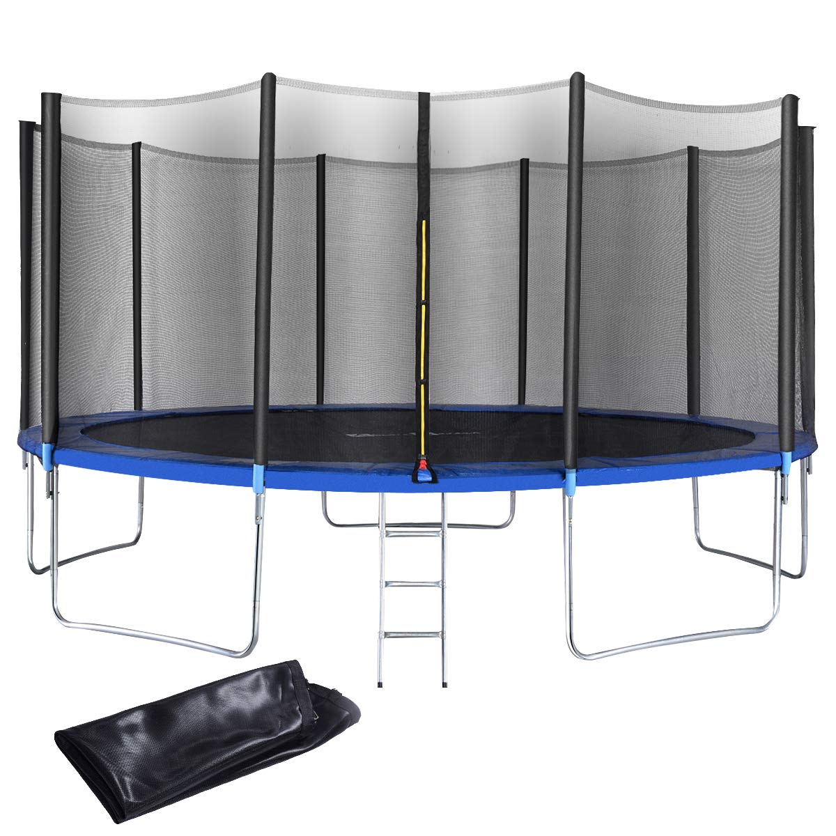 Giantex 12 FT 15 FT Trampoline Combo Bounce Jump Outdoor Trampoline for Family School Entertainment W/Safety Enclosure Net Spring Pad Ladder Rain Cover