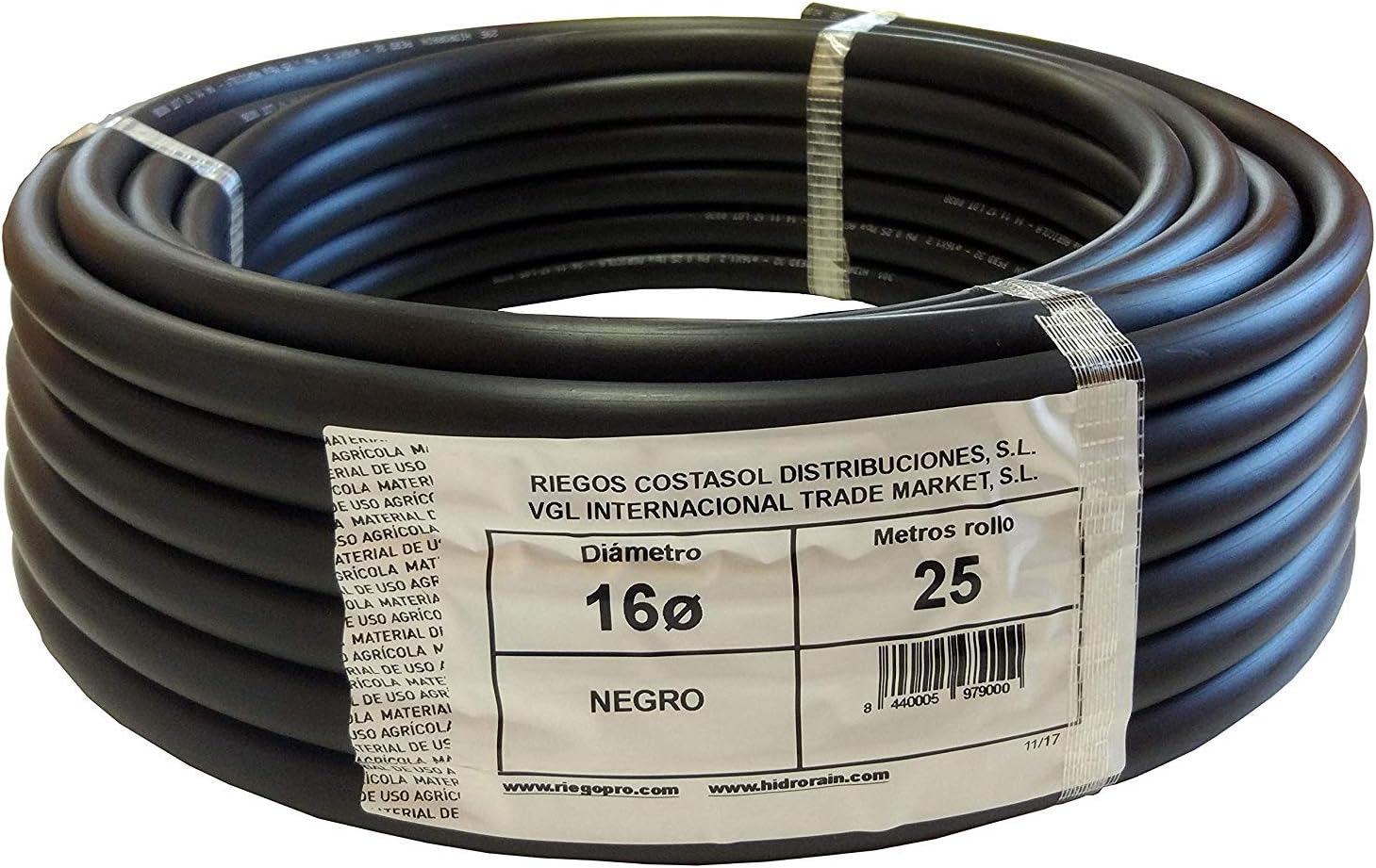 Riegopro Tubería Lisa Negra para riego por Goteo 16mm. Rollo de 25 ...