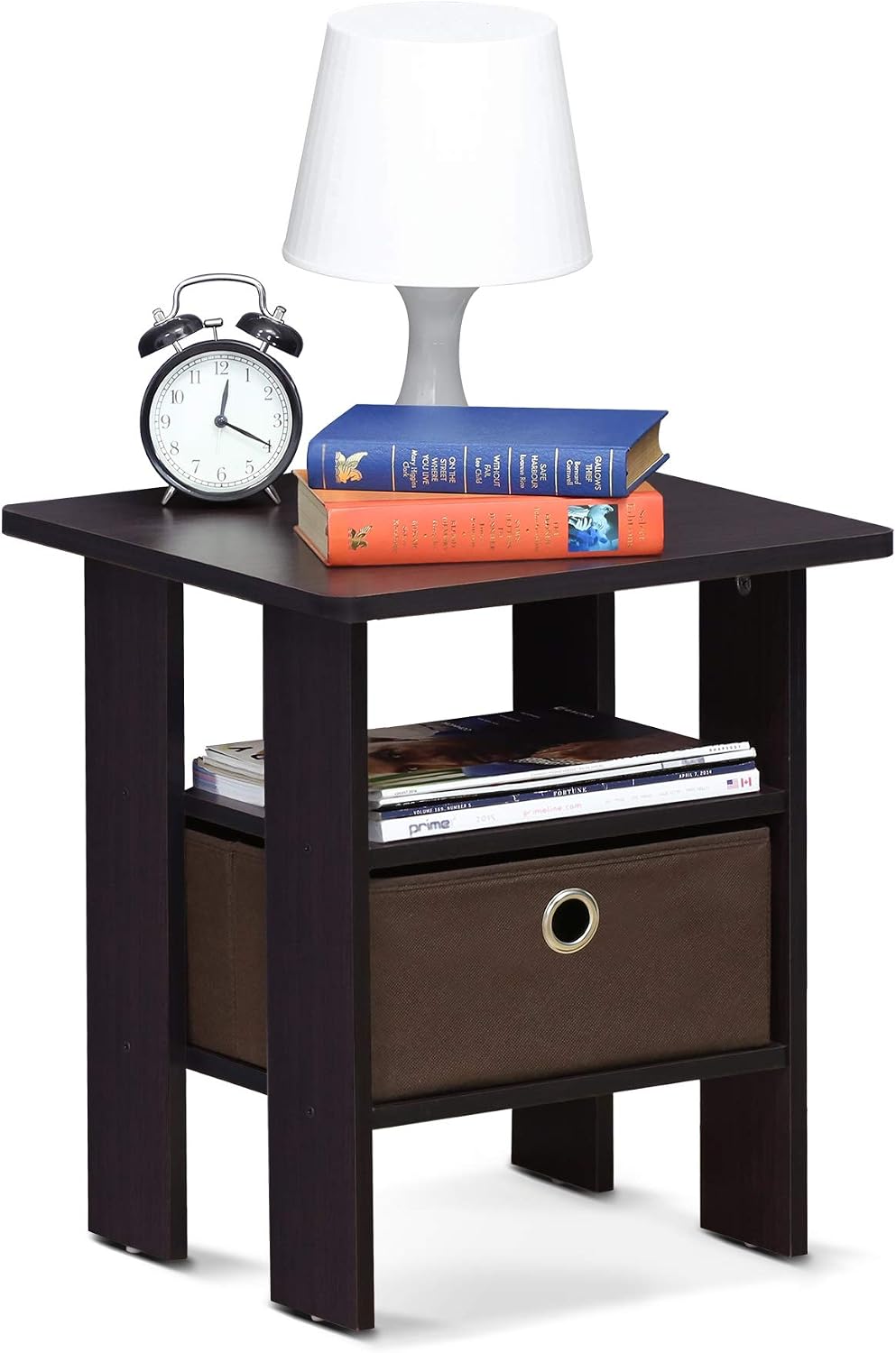 Furinno ANDREY Side Table, End Table, Night Stand with Open Shelves and Storage Bin, Bedside Table, for Living Room Bedroom - Image 5
