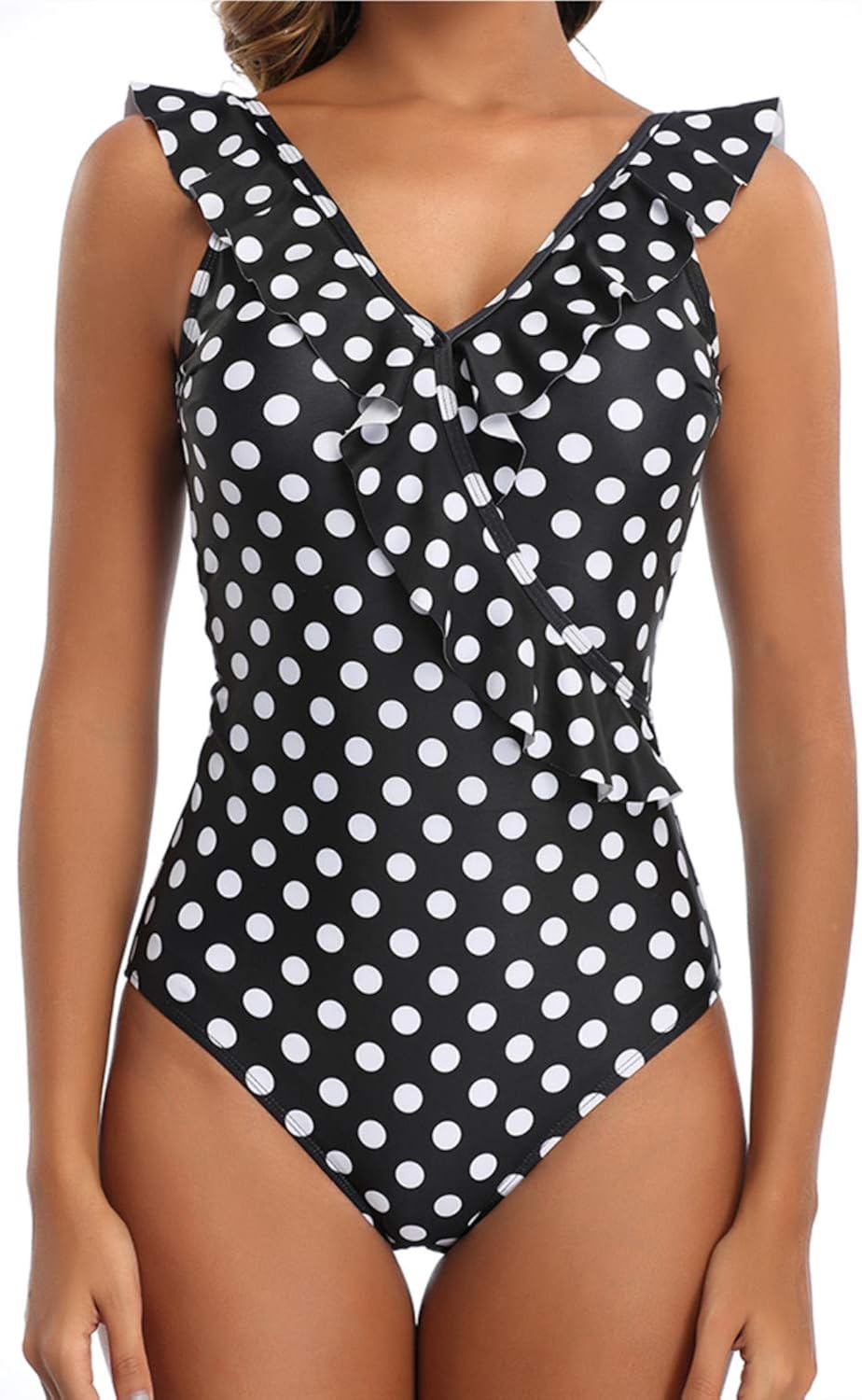 Papasgix One Piece Swimsuits For Women Sexy V Neck Ruffled Flounce High Waited Swimsuit Vintage Plus Size Bathing Suits At Amazon Women S Clothing Store