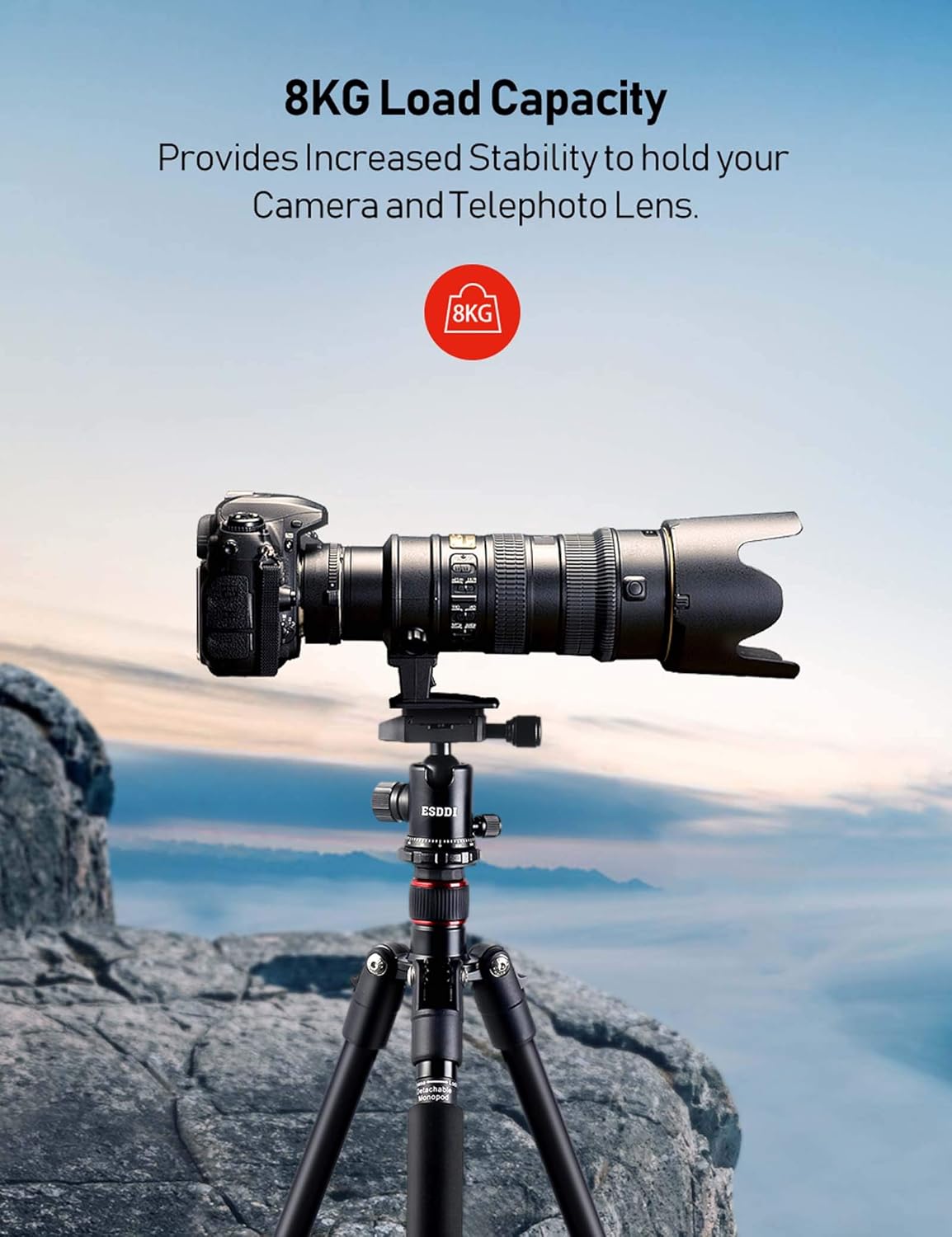 ESDDI Camera Tripod, DSLR Tripod with 360° Ball Head, 64" Aluminum Tripod with Monopod 1/4" Quick Release Plate and Phone Holder for Vlog, Travel and Work : Camera & Photo