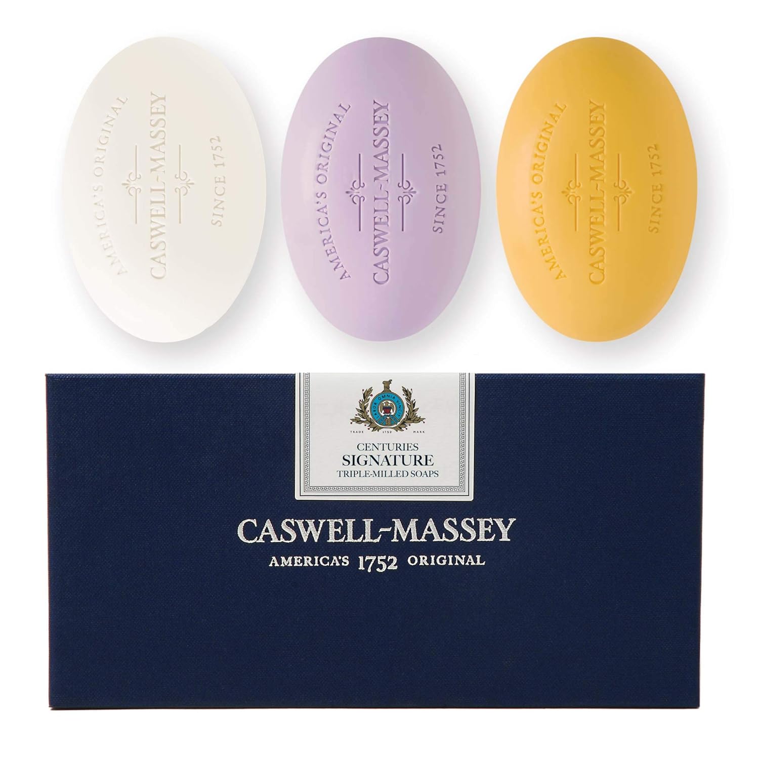 Caswell-Massey Triple Milled Luxury Bath Soap Signature Gift Set - Almond, Lavender, and Verbena - 5.8 Ounces Each, 3 Bars : Beauty