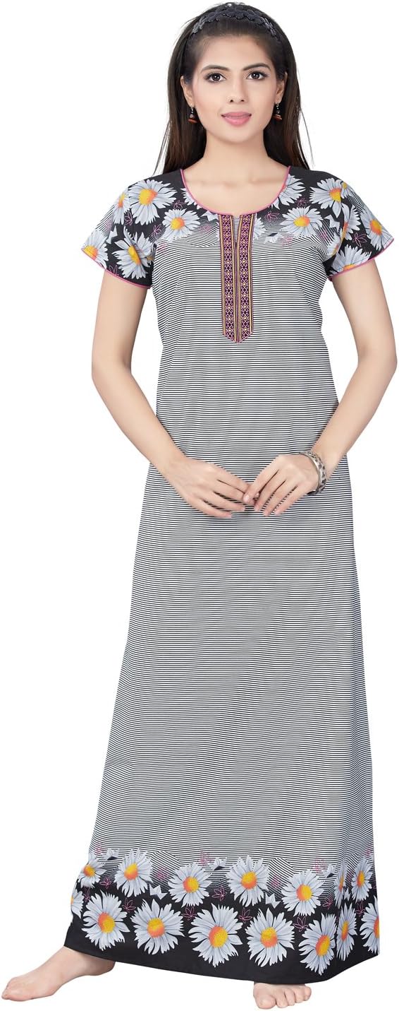 Little Art Women's Cotton All Over Print Maxi Night Gown