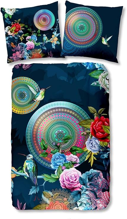 Hip Bettwasche 5850 Chachou Bunt Mandala Blumen Kolibri Satin