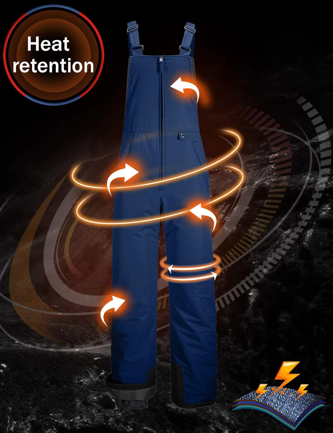 GEMYSE Men's Insulated Waterproof Ski Bib Overalls Winter Snowboarding Pants: Clothing