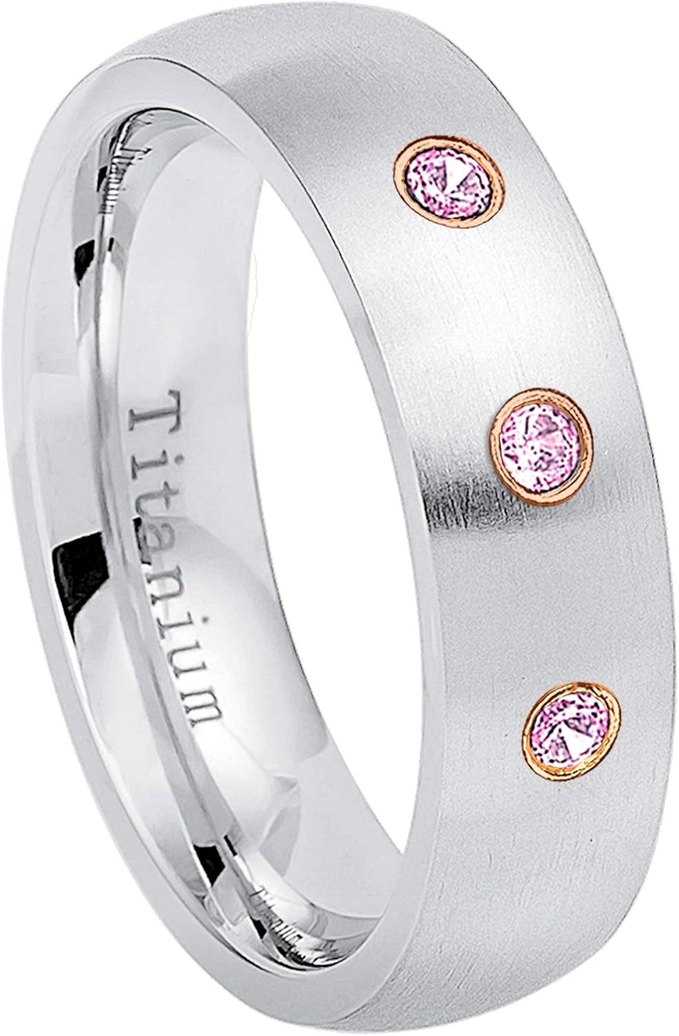 June Birthstone Ring 0.21ctw Alexandrite 3Stone Titanium Ring 10 6MM