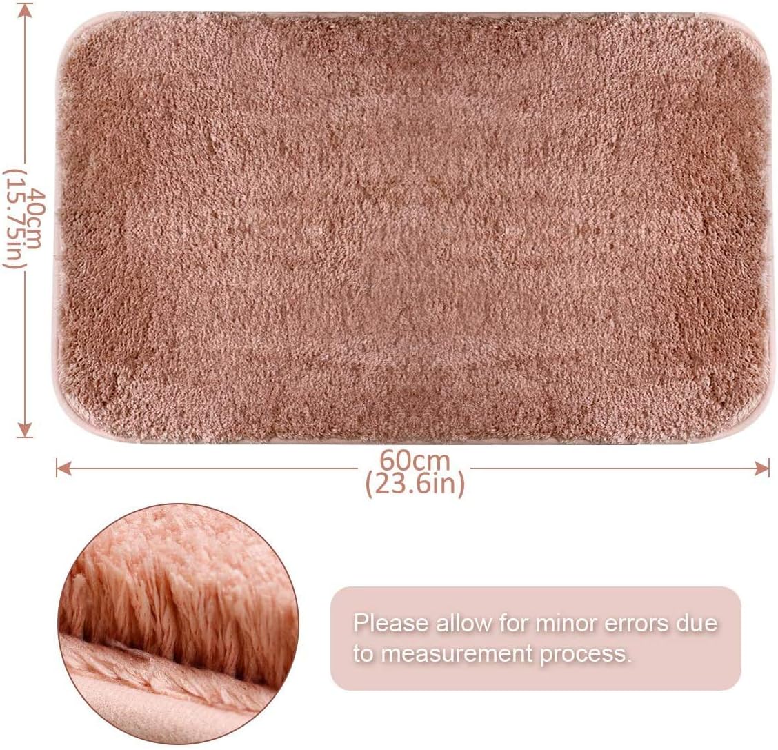 CHARMDI Pink Bath Mat,Non Slip Bathroom Mats Water Absorbent Bath Rugs Machine Washable Thickened Fluffy Rubber Backed Microfiber Bathroom Rug for Kids Tub Shower Living Room Kitchen 60x40cm - Image 3