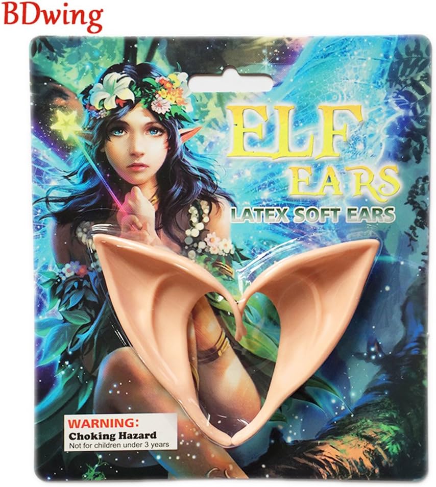 Bdwing Elven Ears BD06 Cosplay Fairy Pixie Elf Ears - Great for Anime Party Halloween Vampire Costume Accessories, Soft Pointed Prosthetic Tips Latex Ear - Short Style(2 pcs)