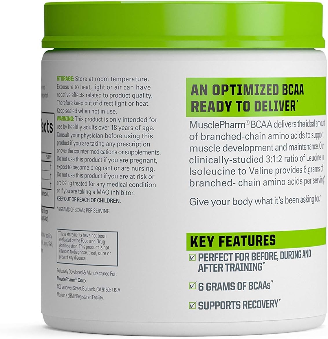 MusclePharm Essentials BCAA Powder, Post-Workout Recovery Drink, Fruit Punch, 30 Servings: Health & Personal Care