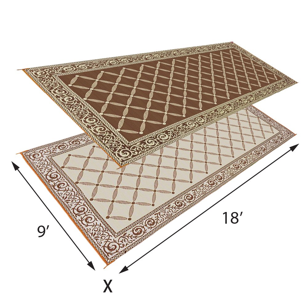 Reversible Mats 119187 Outdoor Patio 9Feet X 18Feet, Brown/Beige RV