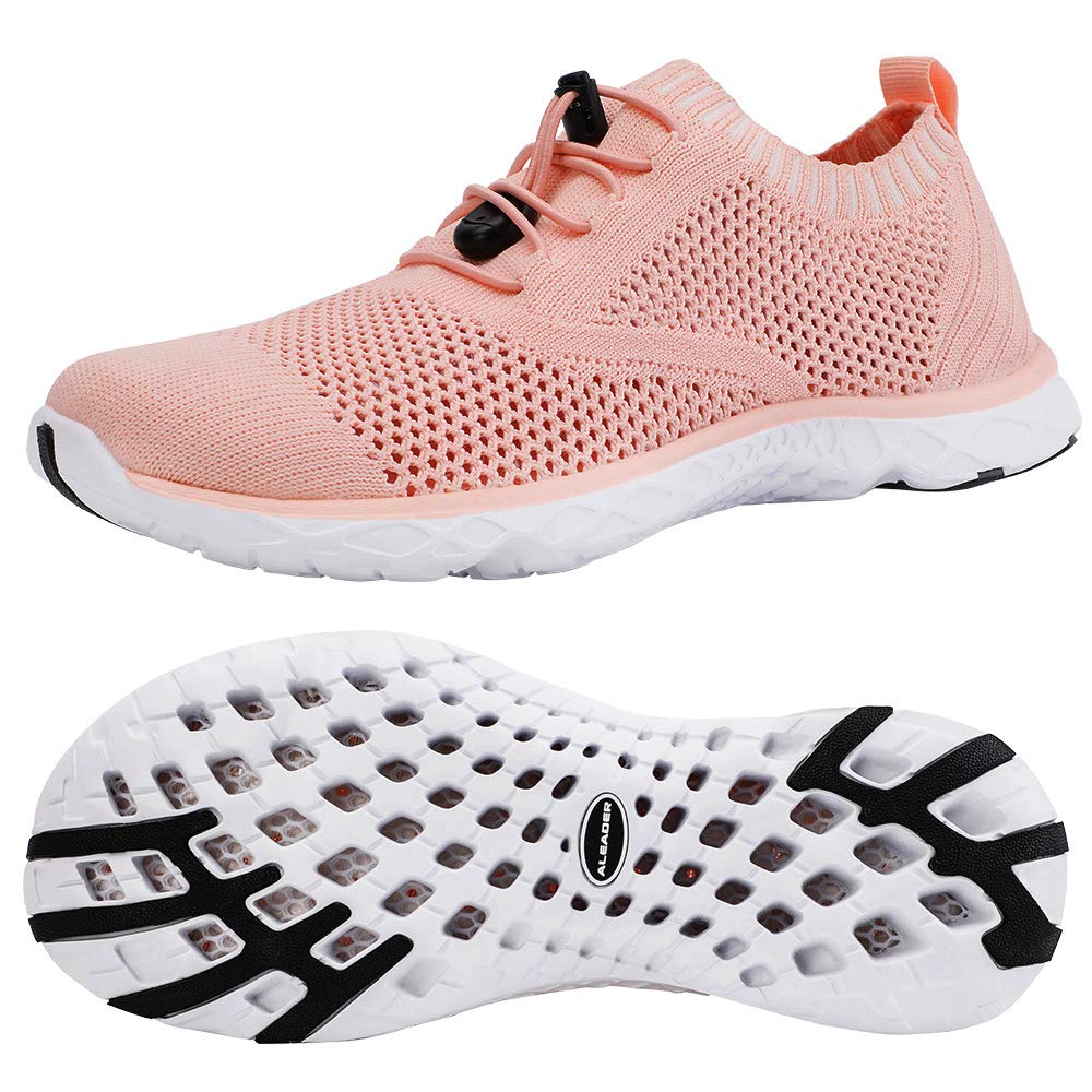 ALEADER Women's Quick Drying Aqua Water Shoes Sandy Rose/Knit 8 B(M) US