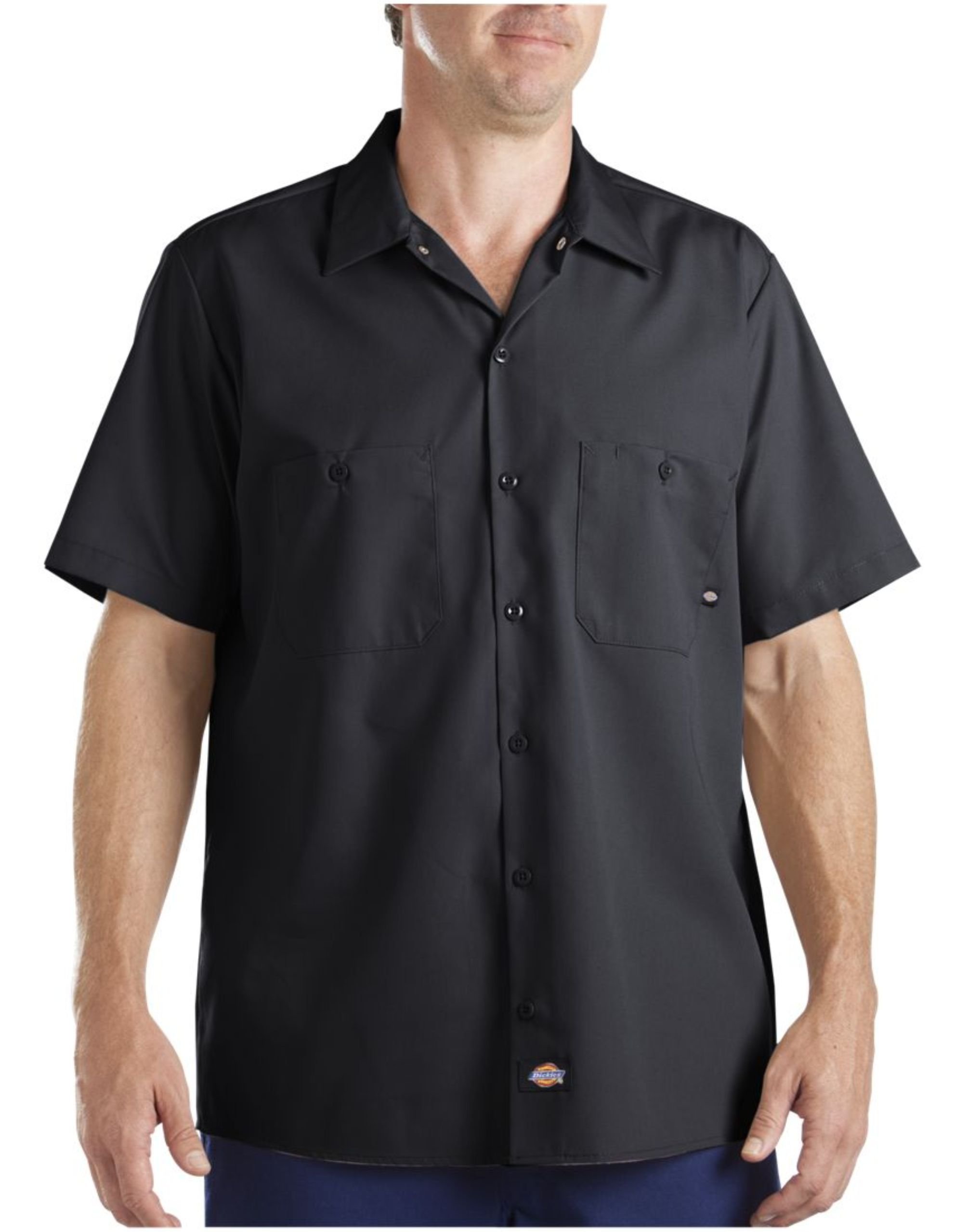 Dickies LS535 Men's 4.25 oz. Industrial Short-Sleeve Work Shirt Black ...