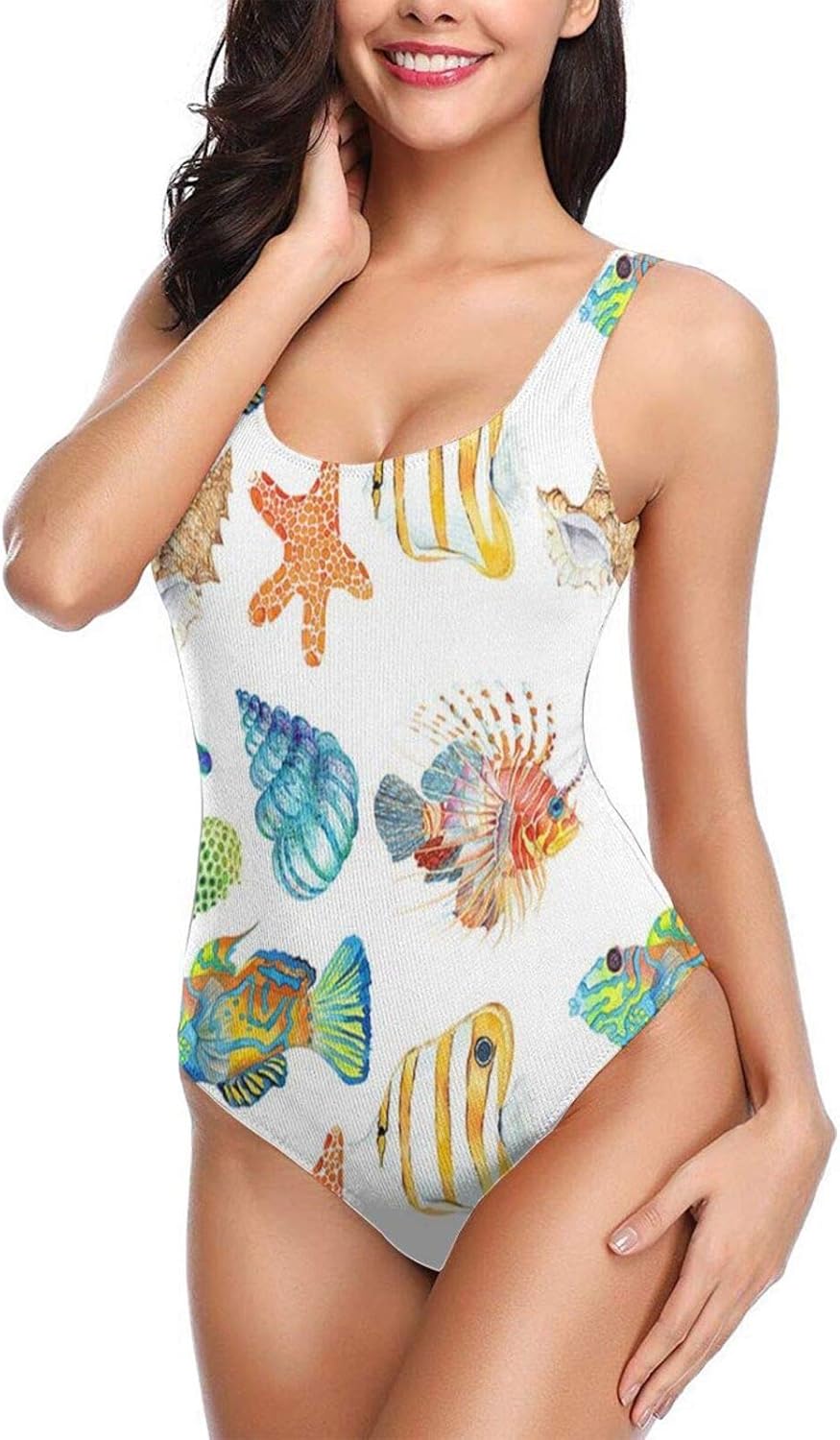 Sea Shells Towel Nautical Beach Swimsuit OnePiece Quick Dry Swimwear