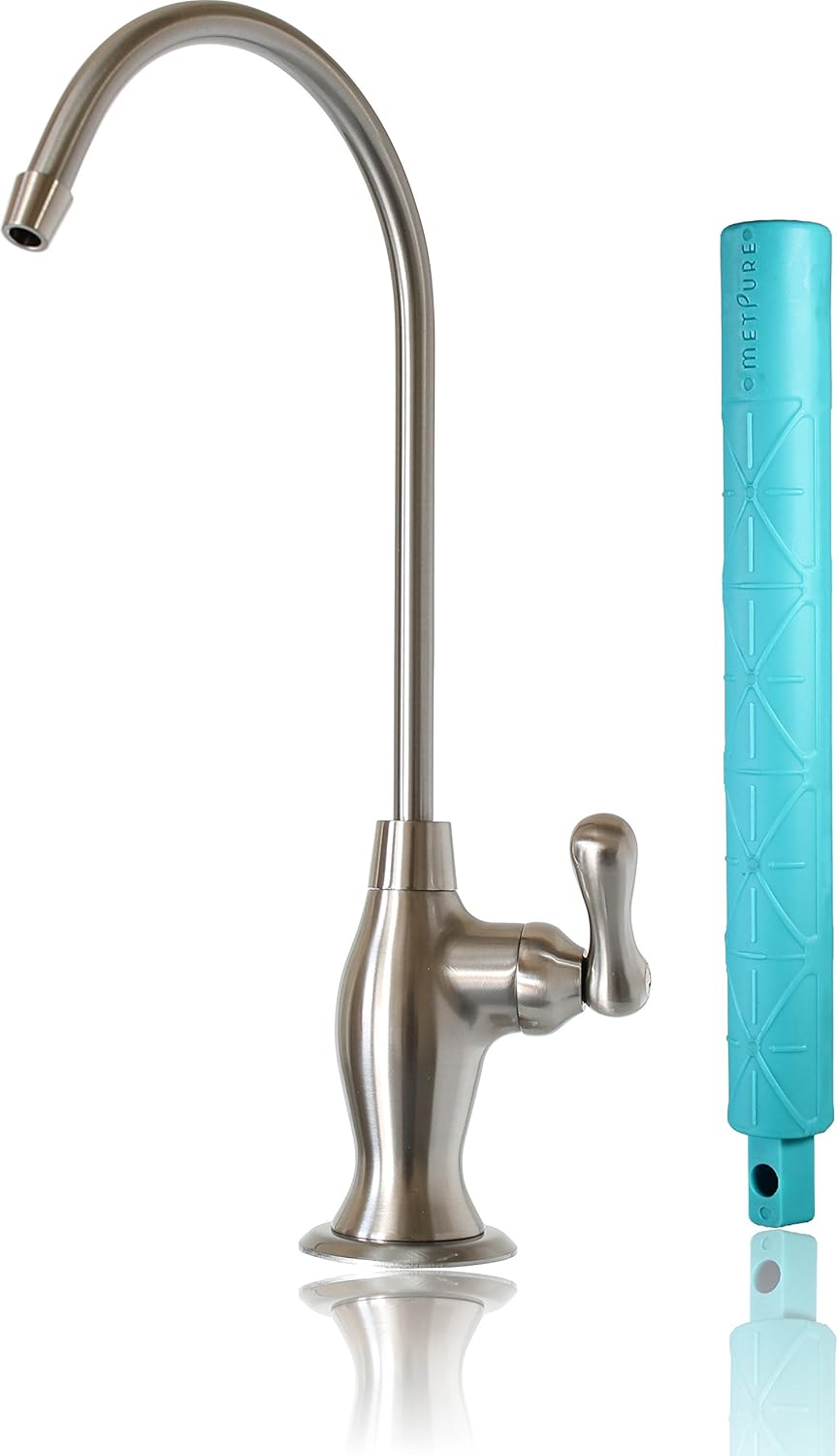 Metpure Reverse Osmosis Drinking Water Non Air Gap RO Faucet Filtration System Water Dispenser Spout (Brushed Nickel) with Drinking Water Faucet Wrench RO-FW148