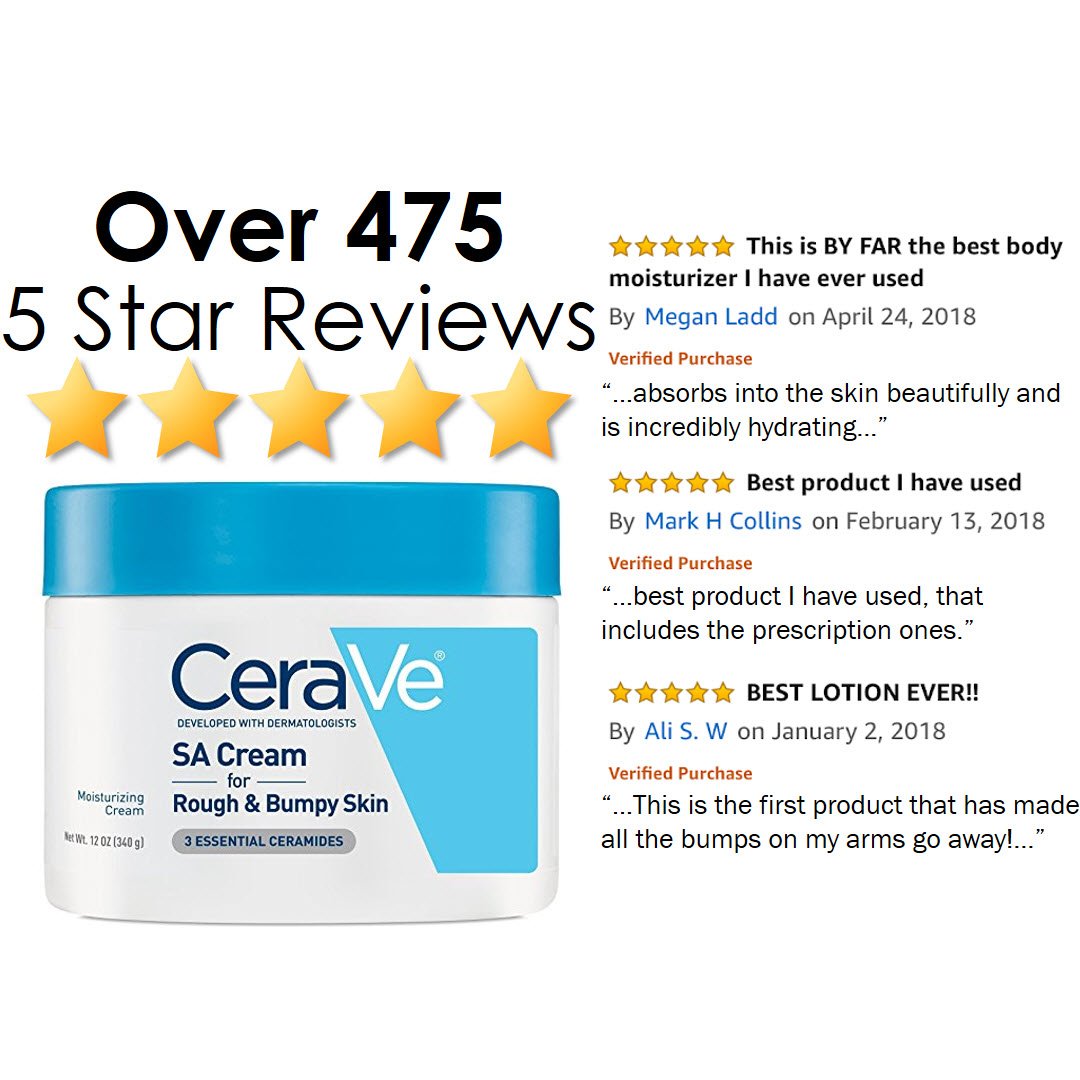 CeraVe Renewing SA Cream 12 oz Salicylic Acid Body Moisturizer for