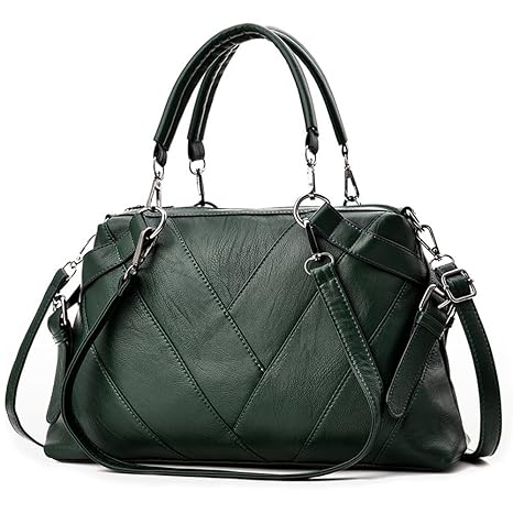 BestoU Damen Handtaschen Elegant Groß Leder Shopper (Grün)