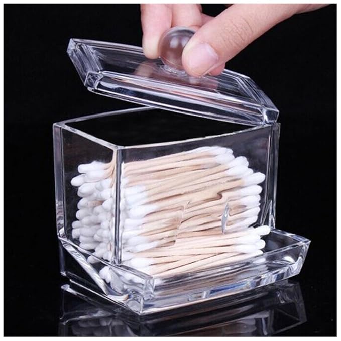 Topteck Acrylic QTip Cotton Swab Box Toothpick Holder Cotton Ball