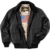 Landing Leathers Men Navy G-1 Leather Flight Bomber Jacket (Also available in Big & Tall)