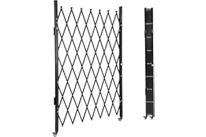 GARVEE Single Folding Security Door, 61" H x 71" W Portable Flexible Expandable Fence Gate, Steel Accordion Security Gate with 360°Rolling Wheel - Ideal for Courtyards, Garages, Gardens