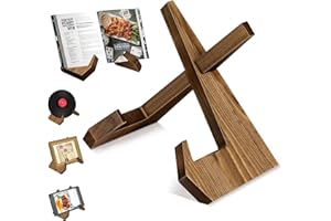 DAZUINIAO Cookbook Stand Wooden Cookbook Holder Solid Wood Recipe Book Holder Farmhouse Cook Book Stand Rustic Display Stand 