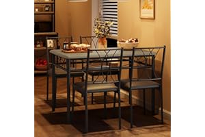 Fancihabor Kitchen Table and Chairs for 4, Dining Table Set for 4, Rectangular Dining Room Table Set with 4 Upholstered Chairs, 5 Piece Kitchen Table Set for Small Space, Apartment, Rustic Gray