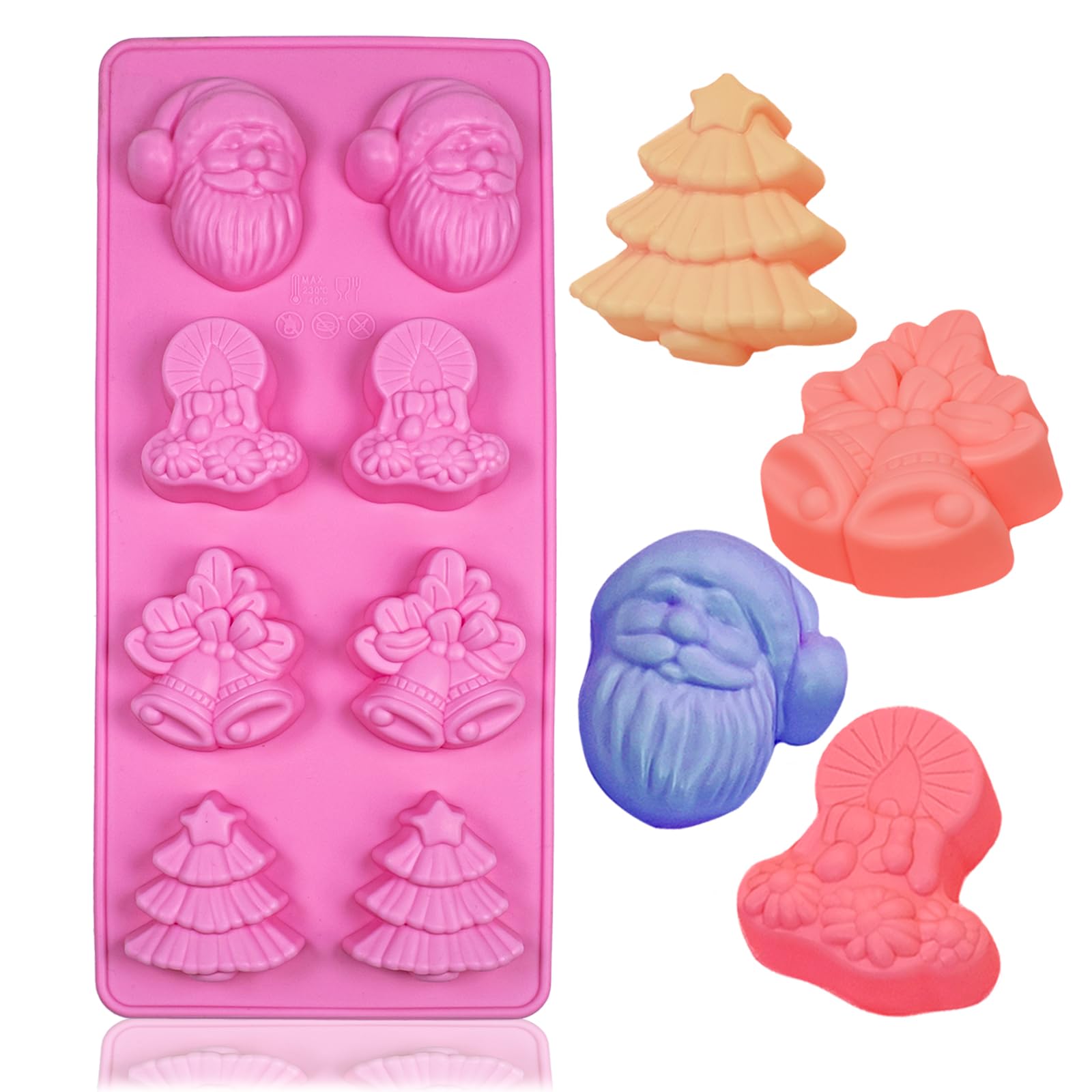Christmas Santa Claus Silicone Baking Mould, FantasyDay Birthday Tray-Wedding Festival Party Silicone Cake Mold for Muffin Candy Chocolates Gummy Butter Soap Bread Loaf Brownie Cornbread Ice Cube