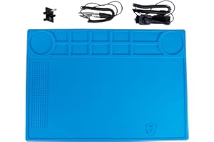 Kaisiking Anti-Static Mat Kit for Electronic - Anti Static Wrist Strap, Grounding Wire,Grounding Plug, ESD Pad 15.7'' x 11'' Heat Resistant Soldering Mat for Electronics Computer Repair